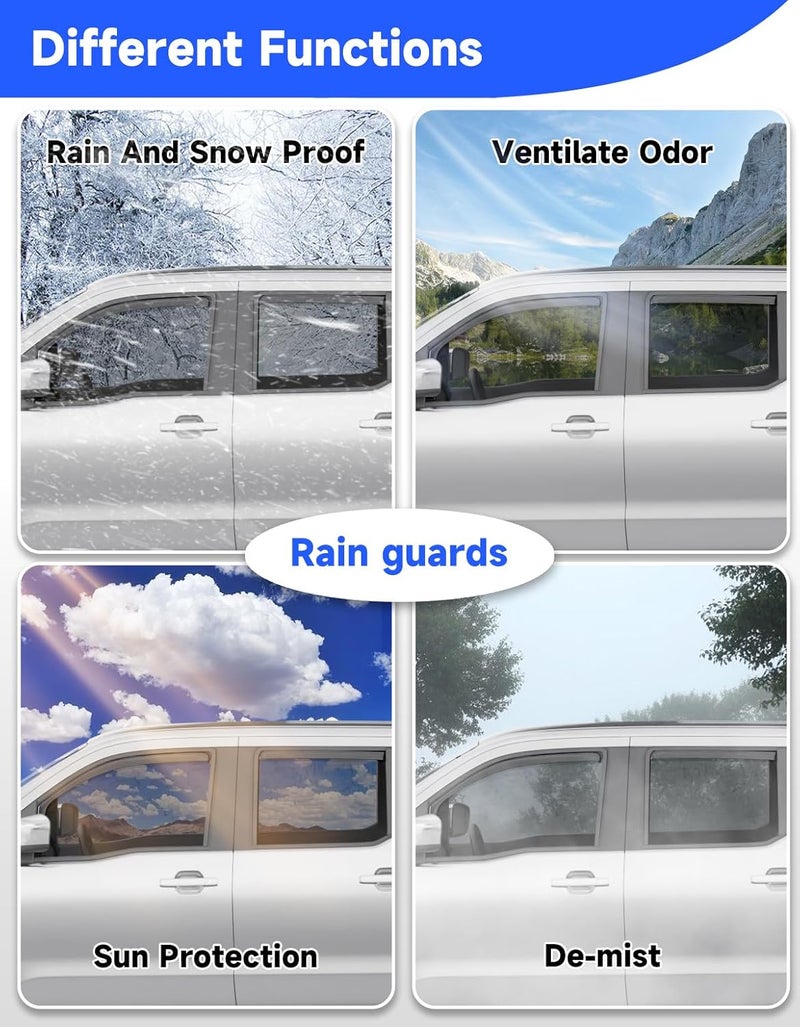 Breejoy in-Channel Rain Guards Fit for Truck Nissan Frontier 2022 2023 2024 2025 2026 Crew Cab Window Rain Guards Visors Vent Visors Window Deflector Vent Shades Car Accessories -4 pcs - Image 4